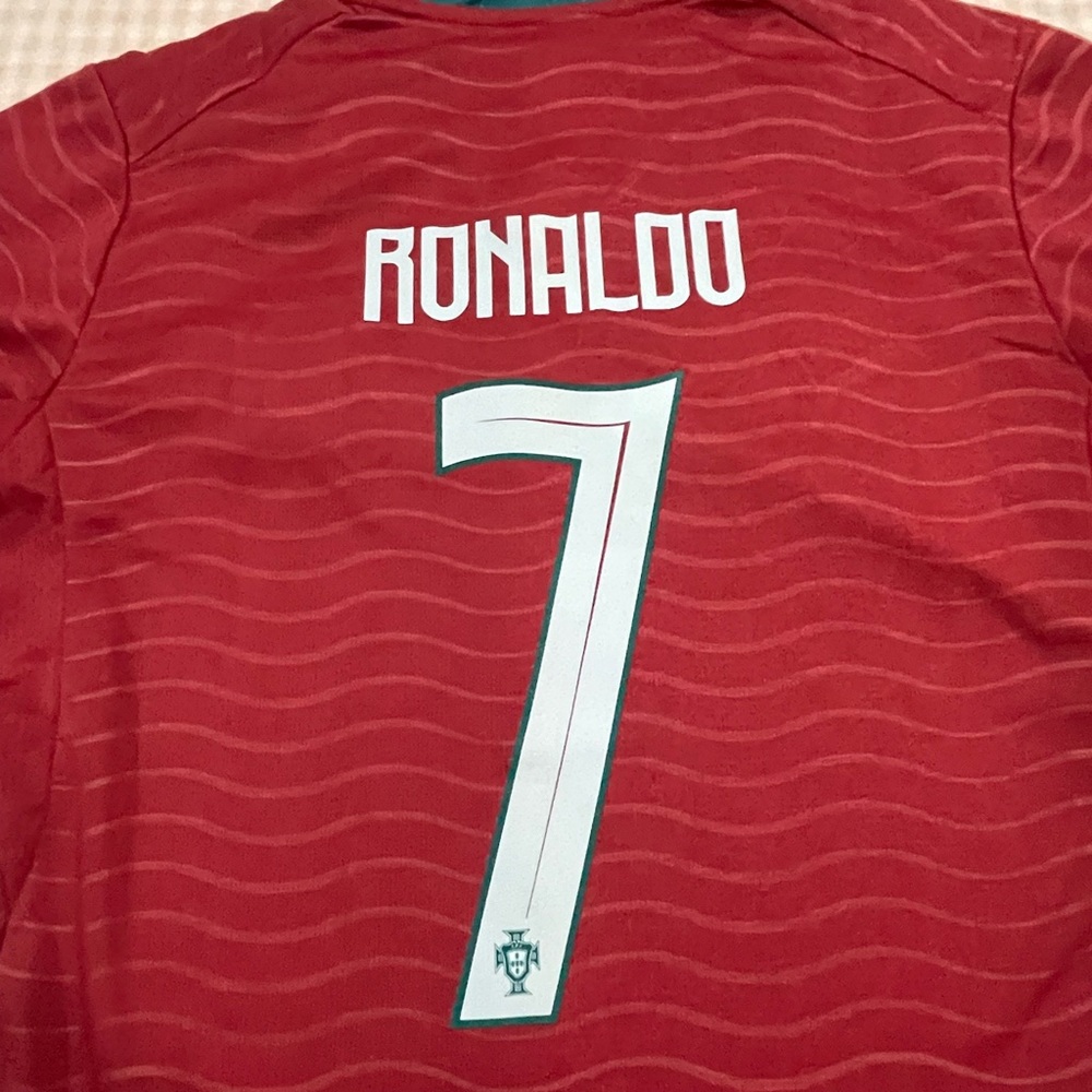 Puma Red Portugal Soccer Jersey with Green Trim and White Accents - Picture 10 of 11